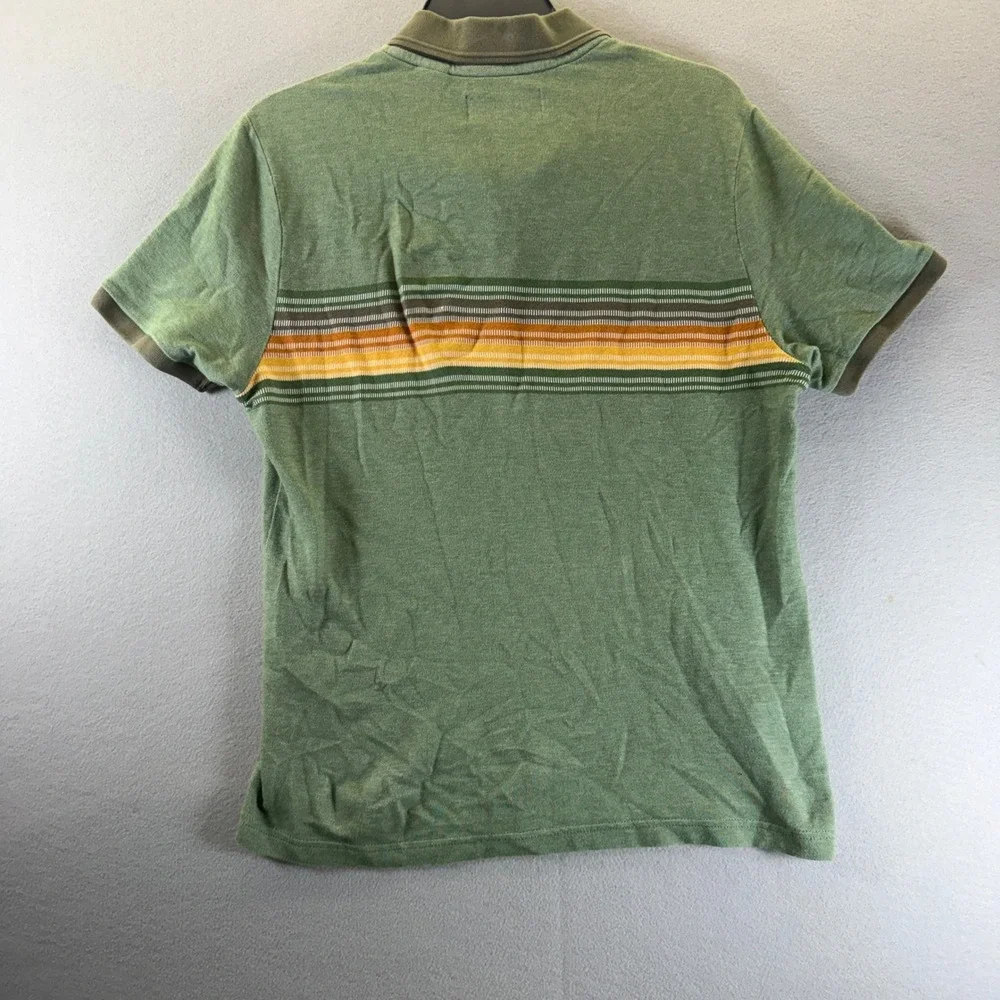 Original Penguin Mens Green Striped Short Sleeve Cotton Polo Shirt Size M